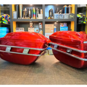 Motorcycle Side boxes with Metal Frame Pair Red & Black