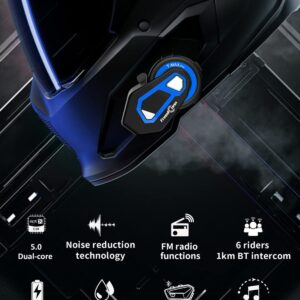 FreedConn T-Max Pro 1200m 8 Riders Motorcycle Helmet Bluetooth Intercom with Music Sharing