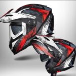 FASEED F-909 Glossy Black White Red Adventure Modular Helmet Dual Lens Built-in Visor With Motocross Peak & Pinlock INCLUDED