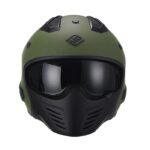 FASEED FS-726 X Detachable Skull Mask Street Fighter Army Green Motorcycle Helmet