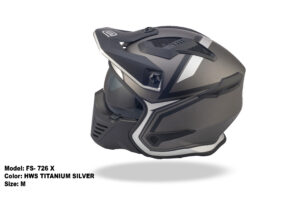 FASEED FS-726 X HWS TITANIUM SILVER Detachable Skull Mask Street Fighter Army Green Motorcycle Helmet