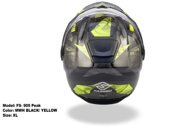 FASEED FS-909 Glossy Black with Green Adventure Modular Helmet Dual Lens Built-in Visor With Motocross Peak & Pinlock INCLUDED