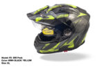 FASEED FS-909 Glossy Black with Green Adventure Modular Helmet Dual Lens Built-in Visor With Motocross Peak & Pinlock INCLUDED