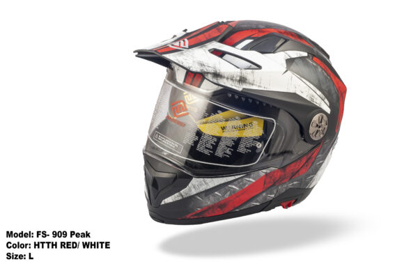 FASEED FS-909 Matt Black White Red Adventure Modular Helmet Dual Lens Built-in Visor With Motocross Peak & Pinlock INCLUDED