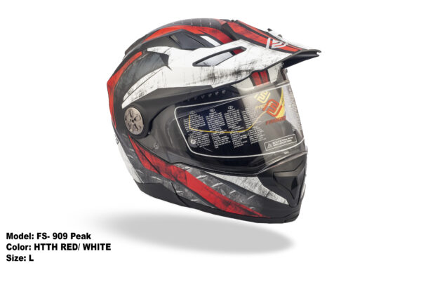 FASEED FS-909 Matt Black White Red Adventure Modular Helmet Dual Lens Built-in Visor With Motocross Peak & Pinlock INCLUDED