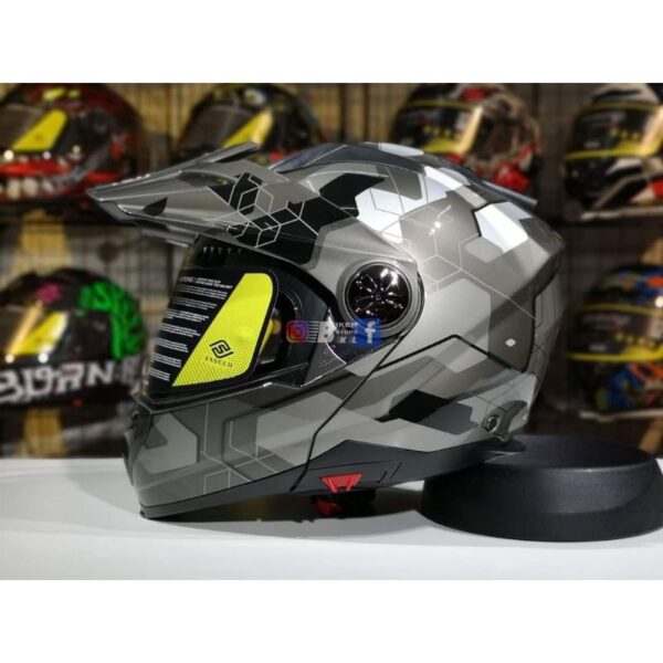 FASEED FS-909 Matt Grey Silver Black Adventure Modular Helmet Dual Lens Built-in Visor With Motocross Peak & Pinlock INCLUDED