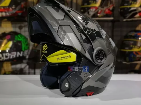 FASEED FS-909 Matt Grey Silver Black Adventure Modular Helmet Dual Lens Built-in Visor With Motocross Peak & Pinlock INCLUDED