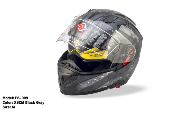 FASEED FS-909 Without Peak XSZM Black Gray Modular Helmet Dual Lens Built-in Visor With Pinlock INCLUDED