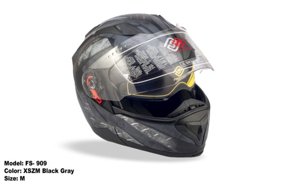 FASEED FS-909 Without Peak XSZM Black Gray Modular Helmet Dual Lens Built-in Visor With Pinlock INCLUDED