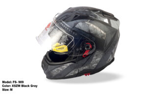 FASEED FS-909 Without Peak XSZM Black Gray Modular Helmet Dual Lens Built-in Visor With Pinlock INCLUDED