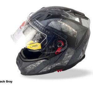 FASEED FS-909 Without Peak XSZM Black Gray Modular Helmet Dual Lens Built-in Visor With Pinlock INCLUDED