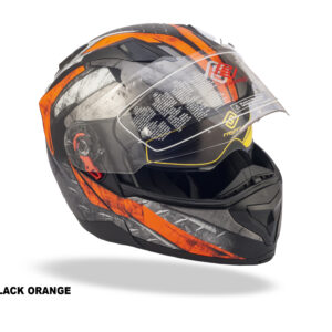 FASEED FS-909 Without Peak XSZM BLACK ORANGE Modular Helmet Dual Lens Built-in Visor With Motocross Pinlock INCLUDED