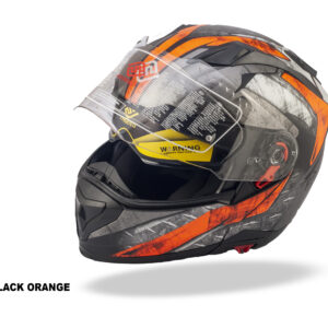 FASEED FS-909 Without Peak XSZM BLACK ORANGE Modular Helmet Dual Lens Built-in Visor With Motocross Pinlock INCLUDED