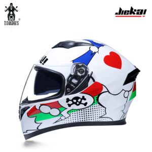 JIEKAI JK-316 FAROZA White Full Face Dual Visor Helmet DOT CERTIFIED