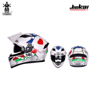 JIEKAI JK-316 FAROZA White Full Face Dual Visor Helmet DOT CERTIFIED