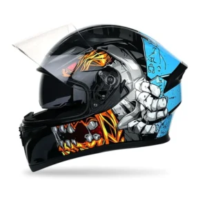 JIEKAI JK-316 JAW Blue Black Full Face Dual Visor Helmet DOT CERTIFIED