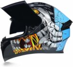 JIEKAI JK-316 JAW Blue Black Full Face Dual Visor Helmet DOT CERTIFIED
