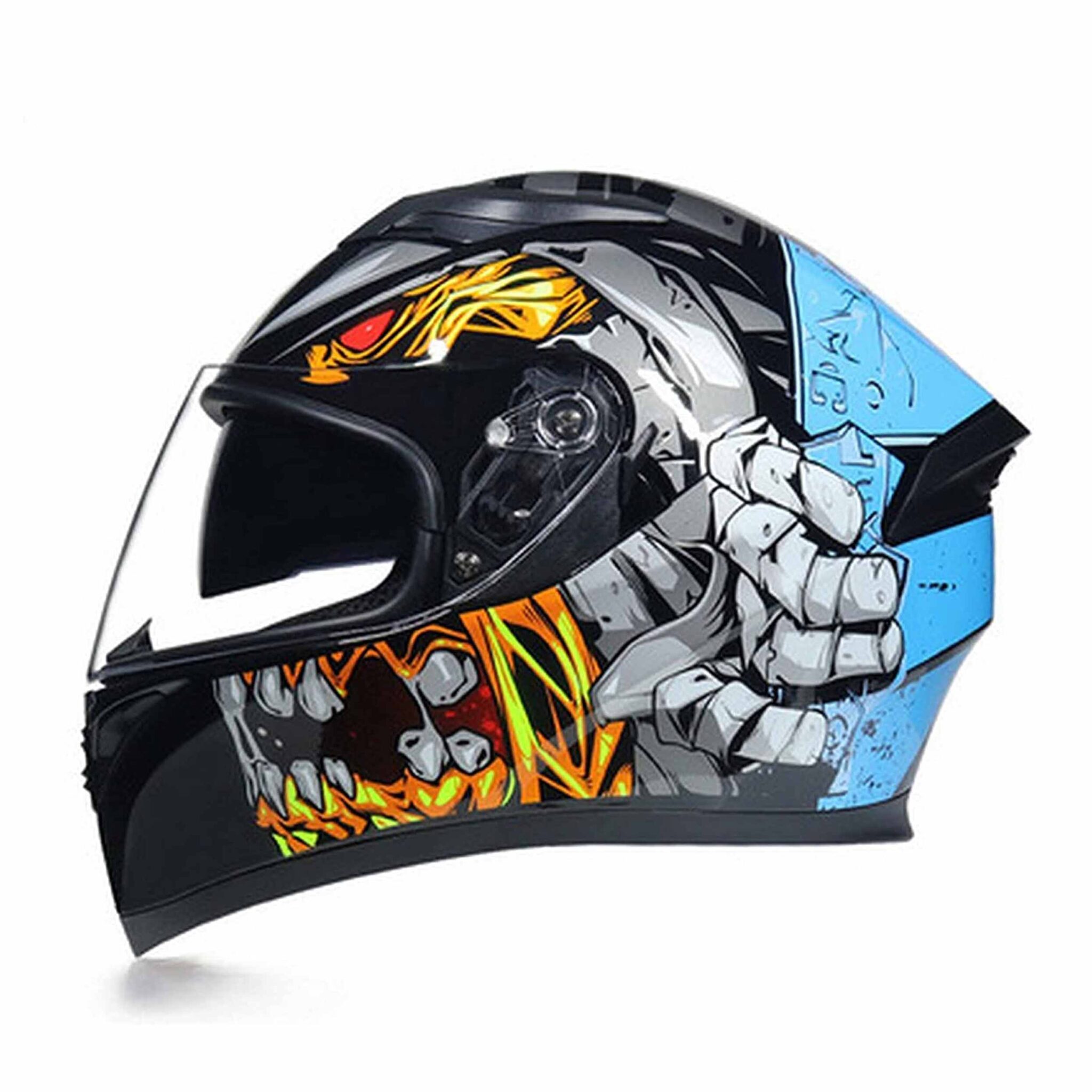 JIEKAI JK316 JAW Blue Black Full Face Dual Visor Helmet DOT CERTIFIED