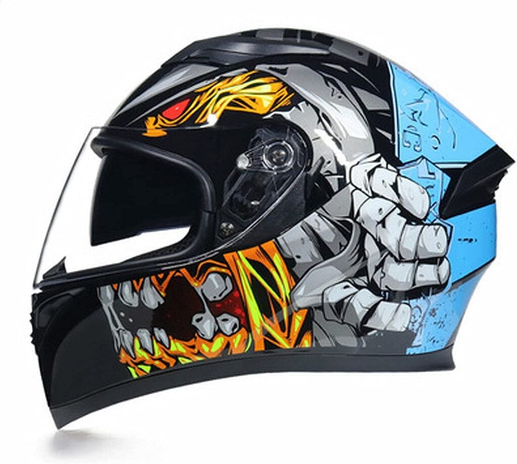 JIEKAI JK-316 JAW Blue Black Full Face Dual Visor Helmet DOT CERTIFIED ...