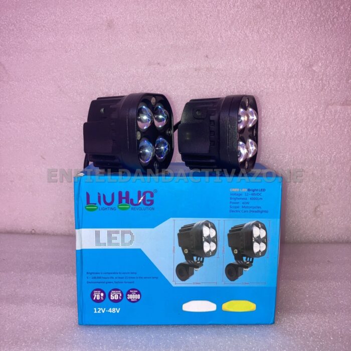 LIU HJG Four 4 Tetra Lens LED Square Shape Heavy Duty 4 Point Lens LED Light White Yellow Metal Body Motorcycle Jeep Outdoor 2pc