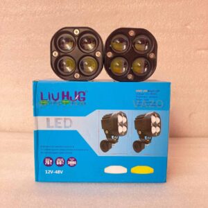 HJG D4 Square Shape Mini Driving Heavy Duty 4 Point Lens LED Light White Yellow Metal Body Motorcycle Jeep Outdoor