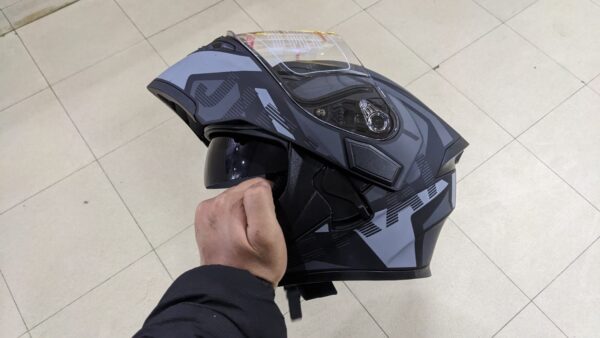JIEKAI JK-902 Matt Grey Black Uplift Dual Visor Helmet DOT New