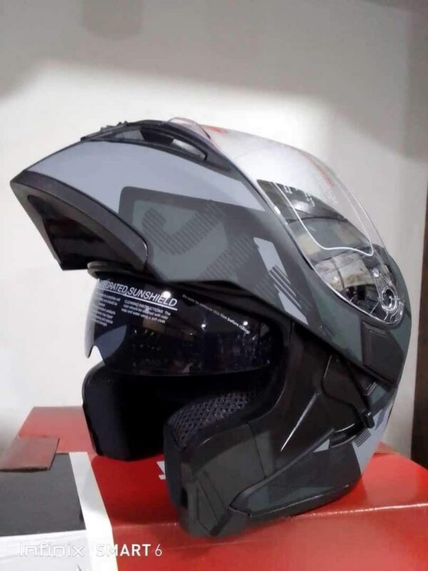JIEKAI JK-902 Matt Grey Black Uplift Dual Visor Helmet DOT New