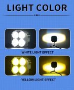 LIU HJG Four 4 Tetra Lens LED Square Shape Heavy Duty 4 Point Lens LED Light White Yellow Metal Body Motorcycle Jeep Outdoor 2pc
