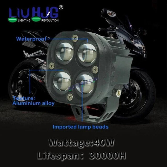 LIU HJG Four 4 Tetra Lens LED Square Shape Heavy Duty 4 Point Lens LED Light White Yellow Metal Body Motorcycle Jeep Outdoor 2pc