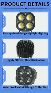 LIU HJG Four 4 Tetra Lens LED Square Shape Heavy Duty 4 Point Lens LED Light White Yellow Metal Body Motorcycle Jeep Outdoor 2pc