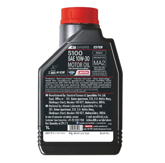 MOTUL techno-Synthese oil 5100 MA2 4 stroke 10w40 in accordance with the  regulations