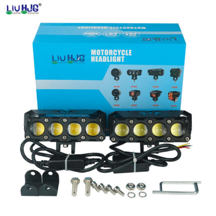 Liu HJG 4 Four Led Quad Lens 50w High Quality Waterproof Motorcycle Dual Color White Yellow Metal Body Fog Light Motorcycle Car Jeep 2Pc