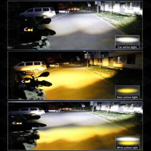 Motorcycle HJG 4 Lens SMD Spotlight Headlight 9D Lens Yellow - White Beam Fog Lights Jeep 2 Pcs