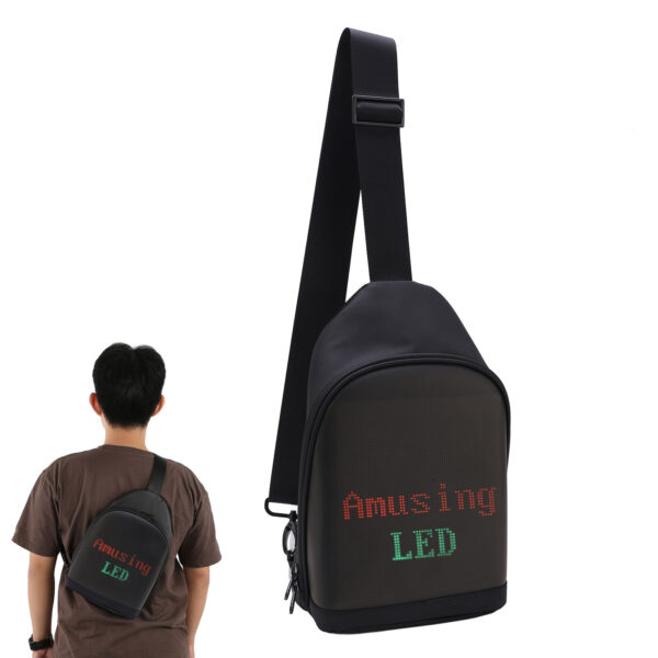 Adjustable Sling Backpack Sling Bag Side Bag USB Power Supply 10.5in LED Display LCD