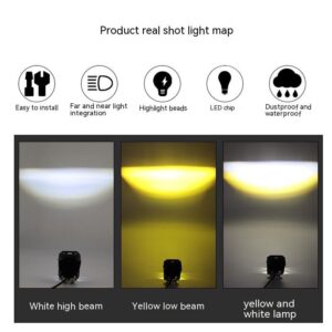 HJG Cree Wide Lens Spotlight Headlight 9D Big Lens Yellow - White Beam Fog Lights 2 Pcs Set
