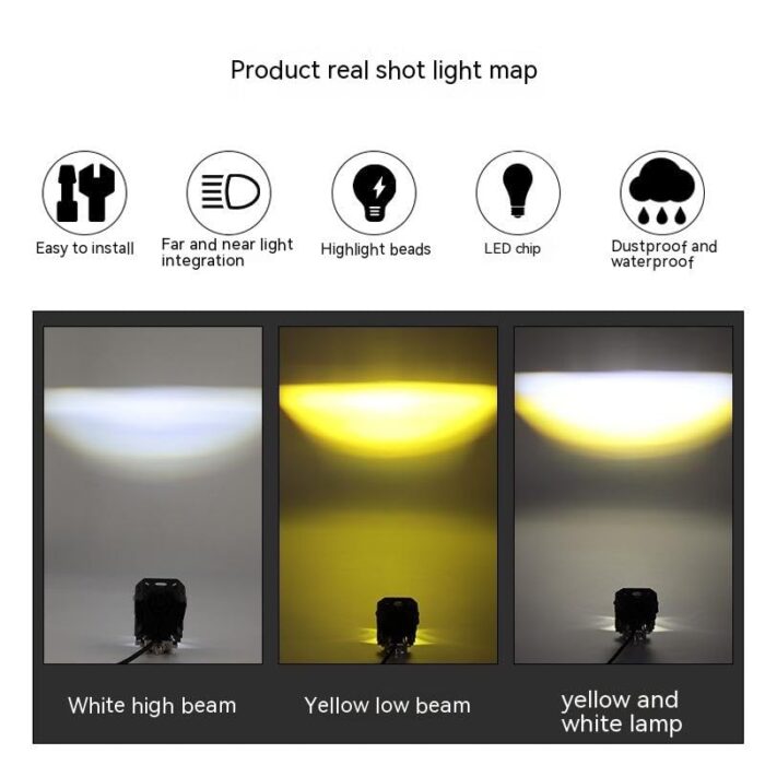 LIU HJG Wide Lens Spotlight Headlight 9D Big Lens Yellow White Beam Fog Lights big lens 2 Pcs Set