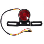 Motorcycle Black Rear BackTail Brake Stop Light Lamp Red Lens For Cafe Racer Harley Chopper Bobber