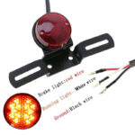 Motorcycle Black Rear BackTail Brake Stop Light Lamp Red Lens For Cafe Racer Harley Chopper Bobber