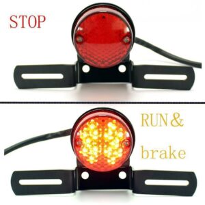 Motorcycle Black Rear BackTail Brake Stop Light Lamp Red Lens For Cafe Racer Harley Chopper Bobber