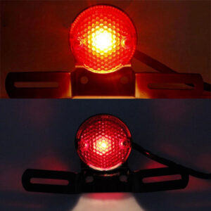 Motorcycle Black Rear BackTail Brake Stop Light Lamp Red Lens For Cafe Racer Harley Chopper Bobber