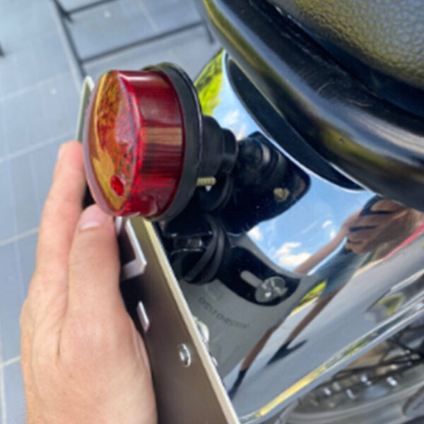 Motorcycle Black Rear BackTail Brake Stop Light Lamp Red Lens For Cafe Racer Harley Chopper Bobber