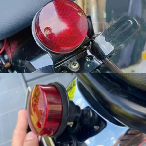 Motorcycle Black Rear BackTail Brake Stop Light Lamp Red Lens For Cafe Racer Harley Chopper Bobber