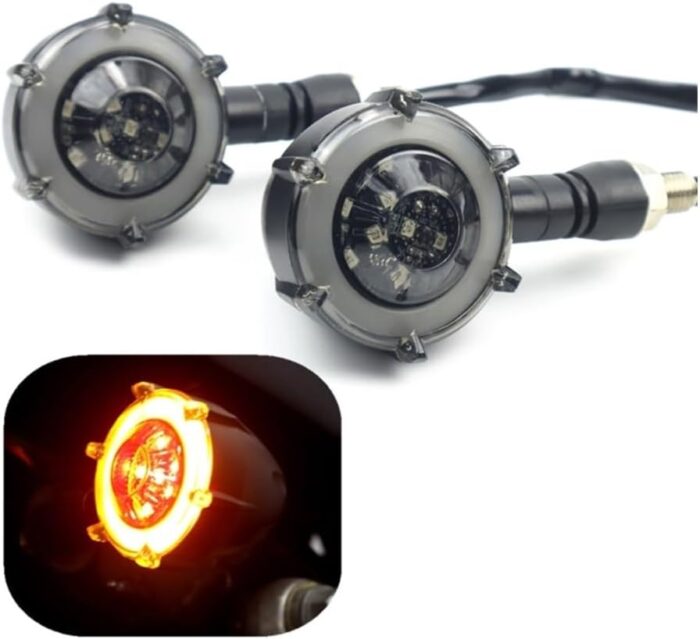 Motorcycle Universal Round Shape Bike Indicators With DRL Light 2 Pcs Set