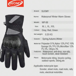 SUOMY Motorcycle Gloves Winter Warm Waterproof Windproof Motorbike Motocross Racing Riding Bike Gloves