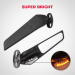 Universal Motorcycle Fearing Side View Wind Wing Mirror With LED 360°Rotating Rearview Mirrors