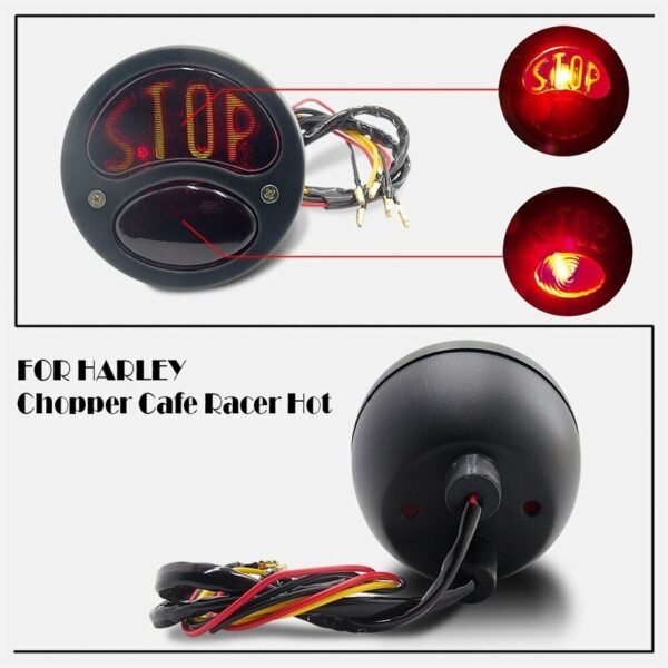 Vintage Black STOP Brake Tail Light Fit For Cafe Racer Harley Bobber Chopper Sportster XLH