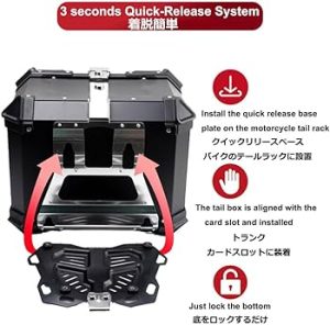 Universal Motorcycle Adventure Aluminum Top Box Black 45L Case Tail Box Luggage Fit