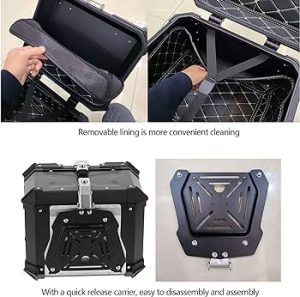 Universal Motorcycle Adventure Aluminum Top Box Black 45L Case Tail Box Luggage Fit