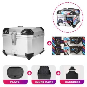 Universal Motorcycle GS Adventure ABS Plastic Back Top Box 45L Black Graphics Case Tail Box Luggage Fit