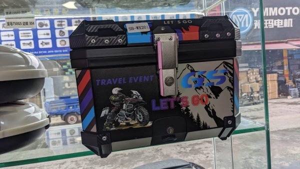 Universal Motorcycle GS Adventure ABS Plastic Back Top Box 45L Black Graphics Case Tail Box Luggage Fit